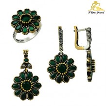Gümüş Otantik Taşlı Set